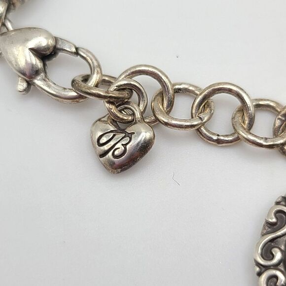 Brighton bracelet, burgundy leather heart charm, silvertone - Picture 5 of 6